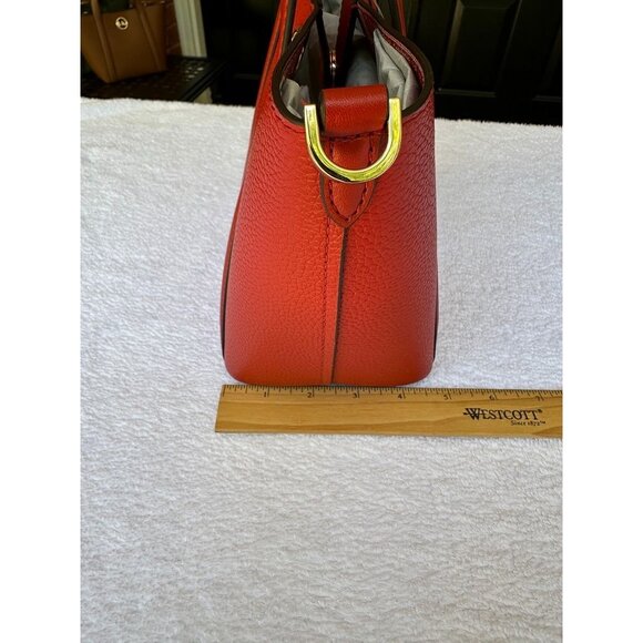 Michael Kors Bright Terracotta Hadleigh Small Double Handle Tote Messenger Bag - Picture 13 of 15